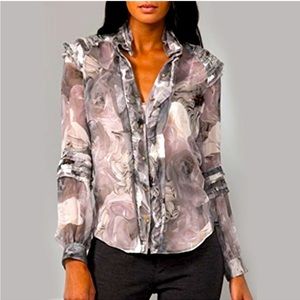Diane Von Furstenberg Silk Pintura Ruffle Top 2 100% silk